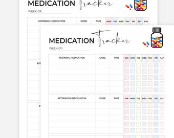 Medikations-Tracker, Medikationstabelle, Medikationsliste, Verschreibungs-Tracker, Pillenerinnerung, Medikationslog, Tägliche Medikation, Medikationstagebuch
