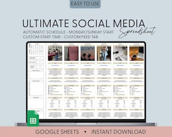 Social Media Content Calendar Plan, Social Media Monthly Content Planner, Google Sheet Spreadsheets, Monthly Batch Content Creation Template