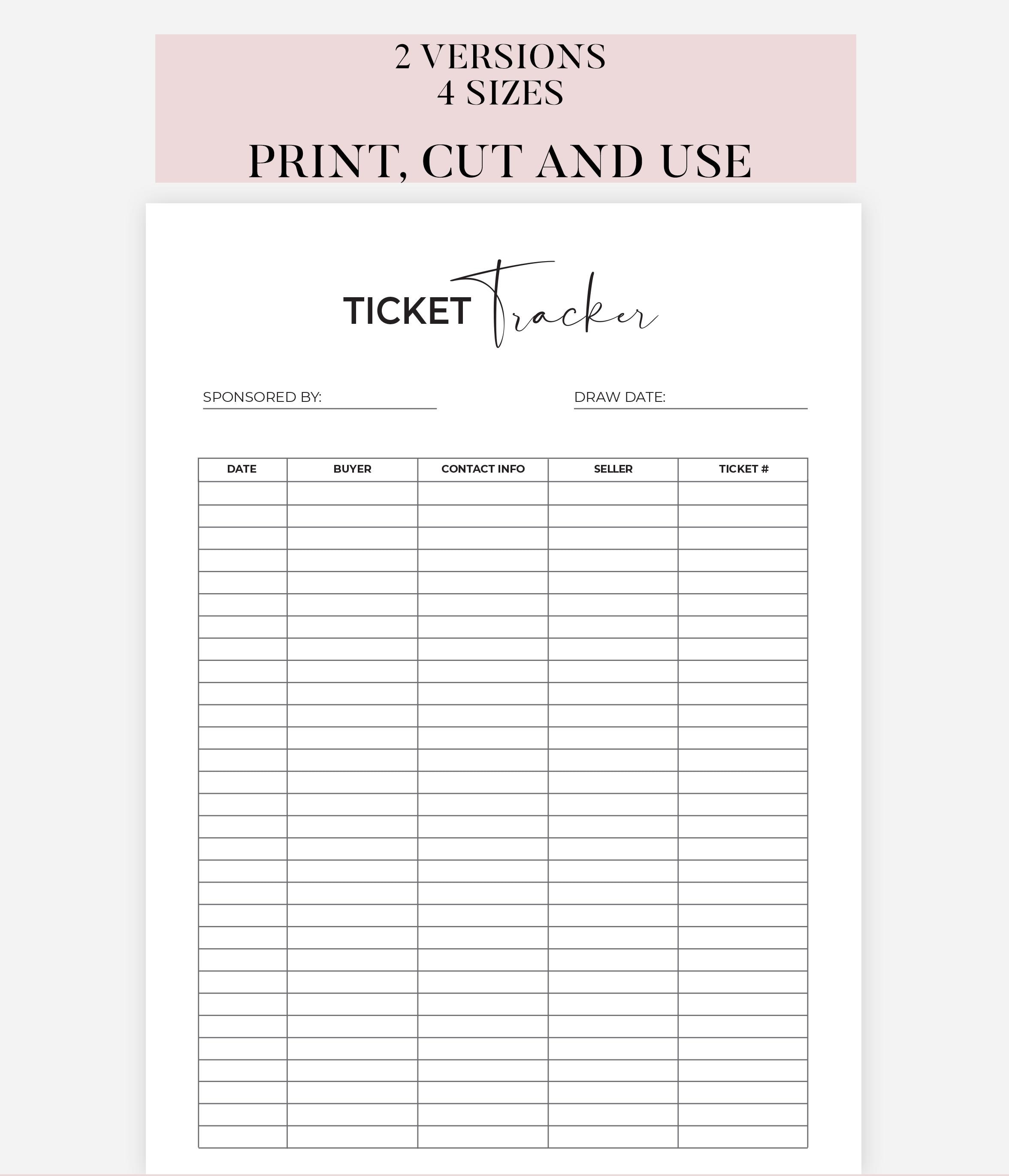Raffle Prize, Printable Raffle Ticket, Drawing Slips, Raffle Ticket ...