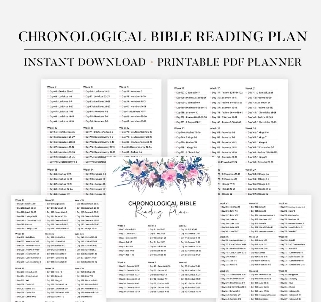 Chronological Bible in a Year Reading Log Printable, Daily Scripture ...