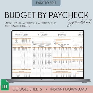 Budget Planner for Google Sheets, Monthly Budget Spreadsheet, Paycheck Budget Tracker, Weekly Budget Template, Biweekly Budget, Budgeting