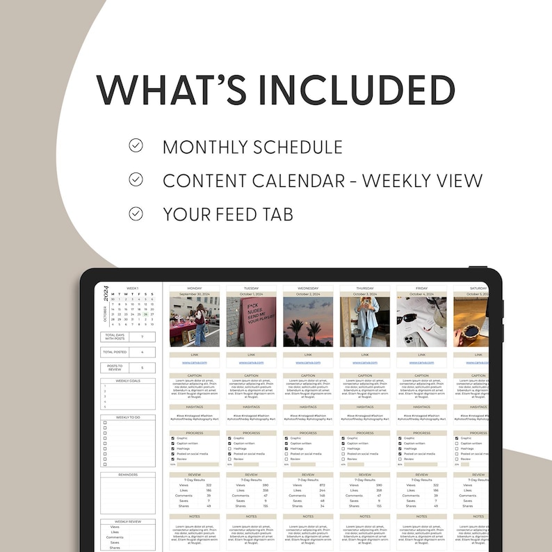 Social Media Content Calendar, Social Media Monthly Content Planner, Google Sheet Spreadsheets, Instagram, Youtube, TikTok, Facebook Tracker image 12