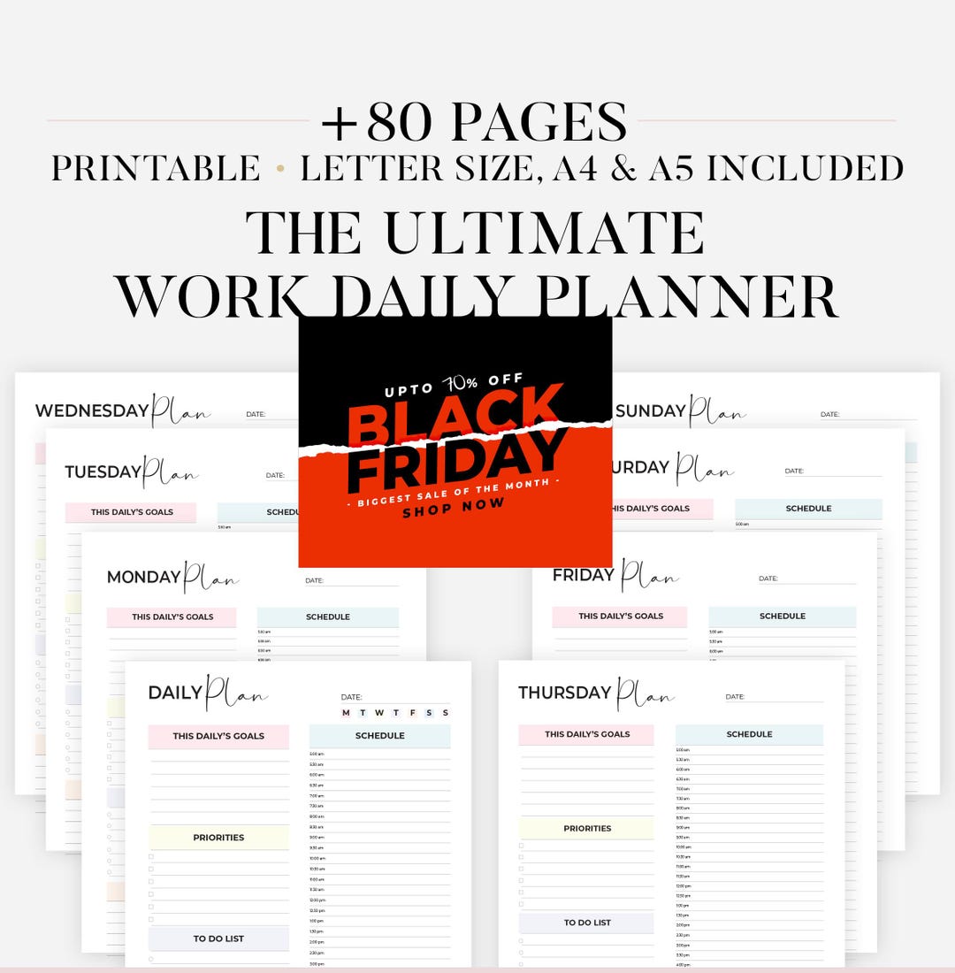 Editable Work Planner Printable Work Day Schedule Template Daily ...