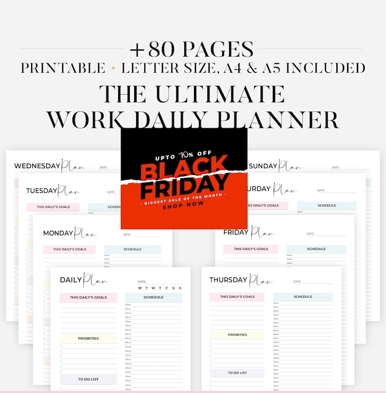 Editable Work Planner Printable Work Day Schedule Template Daily ...