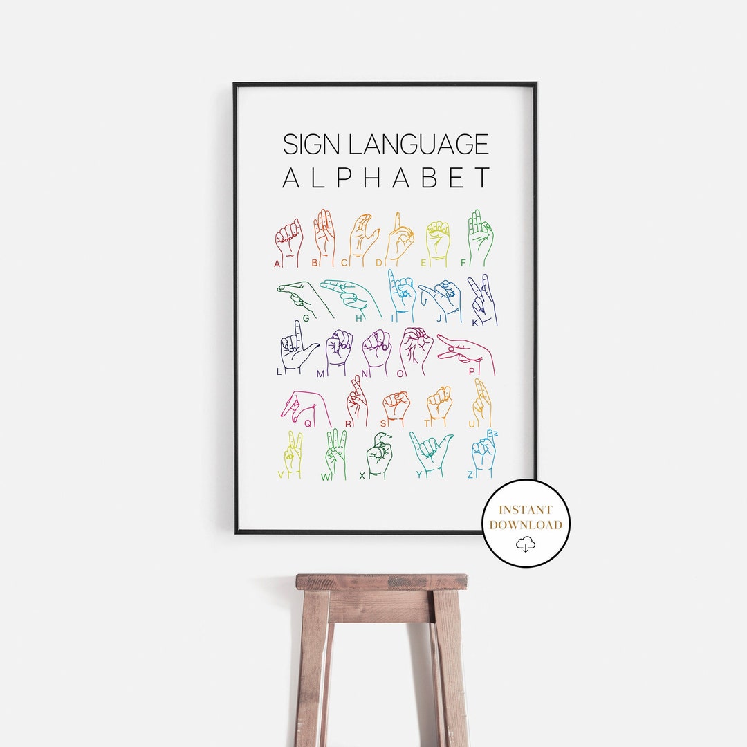 ASL, Printable American Sign Language, Alphabet Poster, Educational ...
