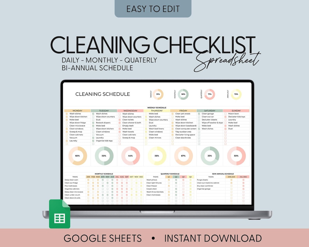 Editable Cleaning Schedule Planner Word Google Sheets Docs Printable ...