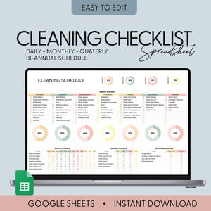 Bewerkbaar schoonmaakschema Planner Word Google Spreadsheets Docs afdrukbare pdf Schoonmaakschema Wekelijkse huishoudelijke taken Huishoudelijk planner afdrukbaar