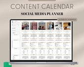 Social Media Content Calendar, Social Media Monthly Content Planner, Google Sheet Spreadsheets, Instagram, Youtube, TikTok, Facebook Tracker