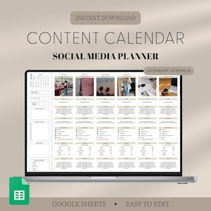 Contentkalender sociale media, maandelijkse contentplanner voor sociale media, Google Spreadsheets, Instagram, YouTube, TikTok, Facebook-tracker