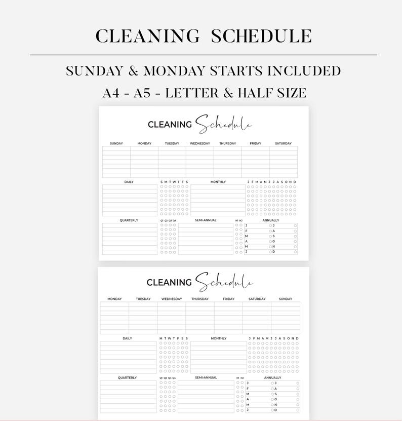 PRINTABLE ADHD Cleaning Checklist Bundle, ADHD Cleaning Schedule