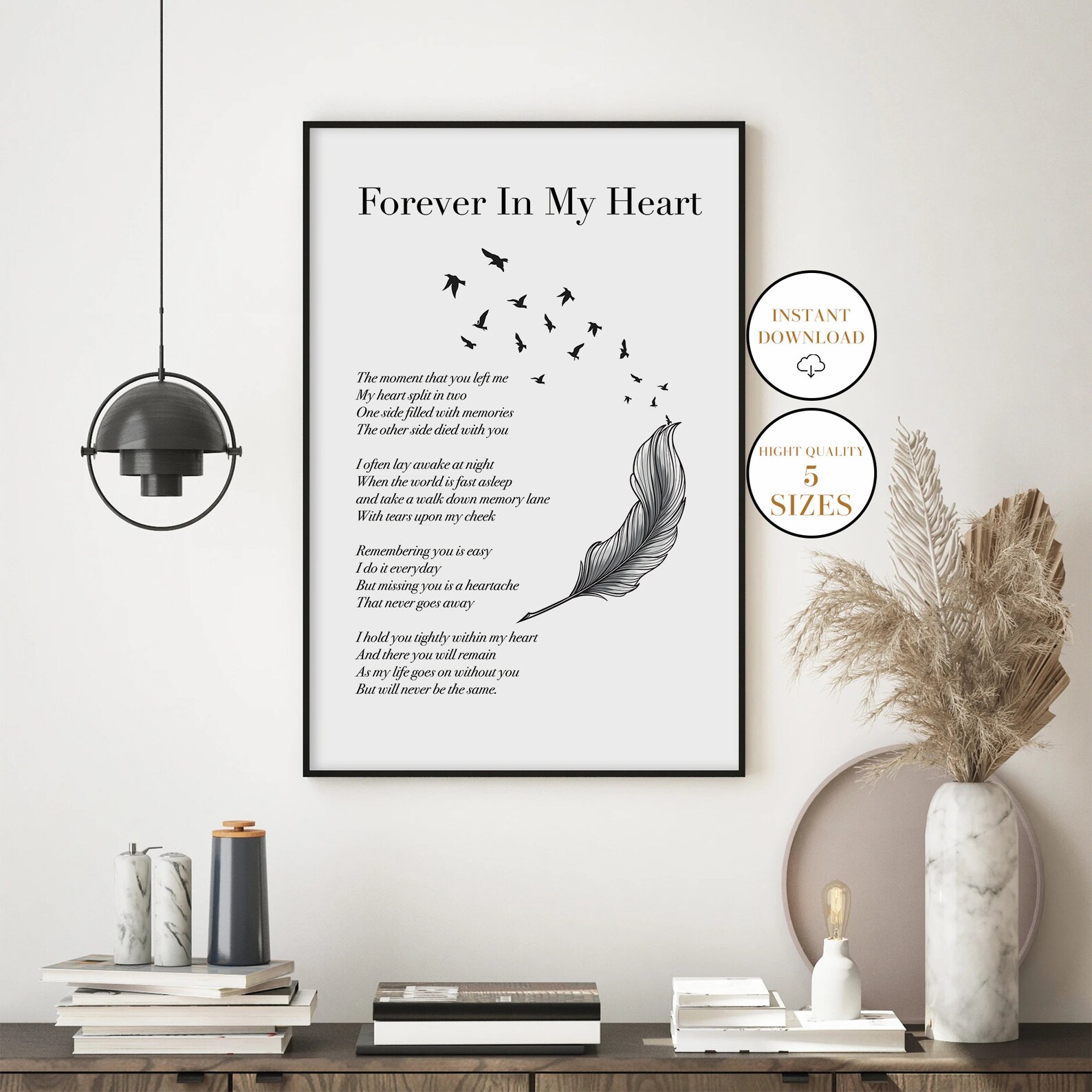 Loss of A Loved One Wall Art Printable Poem in Loving Memory Etsy