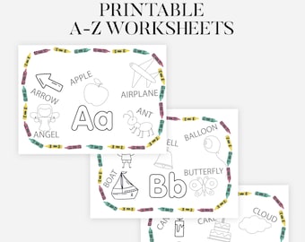 Babys erstes ABC-Buch, Babyparty-Aktivität, druckbare Alphabet Malbuchseiten, erster Geburtstagsgeschenk, Gästebuch, Safari Tiere Baby