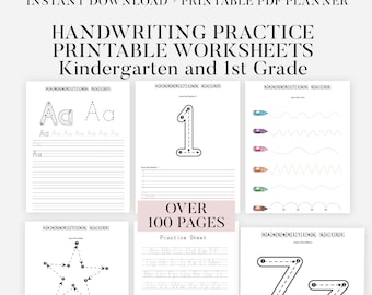 Preschool Pre-K + Kindergarten Learning Bundle Printable | +100 Pages | Printable Activity Worksheets | Coloring Printable Tracing Alphabet
