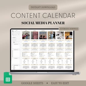 Social Media Content Calendar, Social Media Monthly Content Planner, Google Sheet Spreadsheets, Instagram, Youtube, TikTok, Facebook Tracker image 11