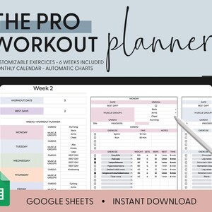 BLACK FRIDAY Workout Planner Spreadsheet, Google Sheets, Daily, Weekly, Fitness Planner Fitness Tracker, Split Training Workout Tracker Plan