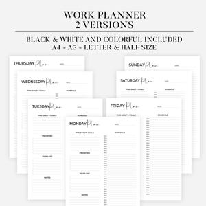Printable Work Planner Printable Work Day Schedule Template Daily ...