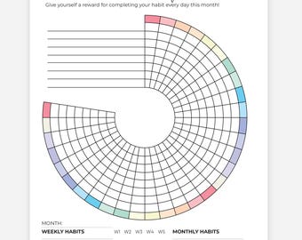 Rad der Gewohnheiten - Habit Tracker - DRUCKBARE Journal Seite - Ziel Tracker - Fitness Tracker - Printable Planner Seite - 30 Tage Challenge Pdf