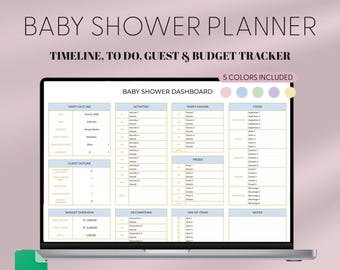 Digital Baby Shower Planner, Baby Shower Template, Google Sheets Planner, Baby Shower List, Baby Shower To Do, Editable Baby Shower Planning