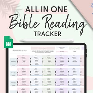 May include: A digital planner for tracking daily Bible reading. The planner includes a daily quote, starting and end dates, and a total chapter count of 1507. The planner is divided into days, with each day listing the book and chapters to read.