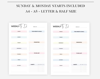 To do list printable to do list bundle to do list planner page productivity pages to do list template big happy planner daily schedule pdf