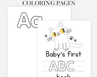 Blank Alphabet Book, ABC Baby Shower Coloring Book, Baby's First ABC Book, Baby Shower Activities, Baby Shower Guest Game, Instant Download