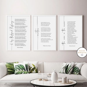 If Poem Invictus Poem and Man in the Arena, Set Of 3 Printable Inspirational Poems, Literature Prints, Home Office Decor, Student Wall Art image 3