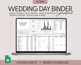 Le jour du mariage idéal, feuille de calcul de planification de mariage, feuilles de calcul Google, liste de contrôle de mariage, feuille de calcul budgétaire de mariage, calendrier des tâches à faire pour le mariage