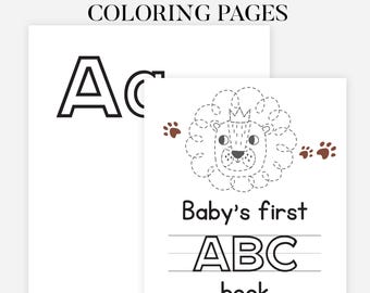 Blank Alphabet Book, ABC Baby Shower Coloring Book, Baby's First ABC Book, Baby Shower Activities, Baby Shower Guest Game, Instant Download