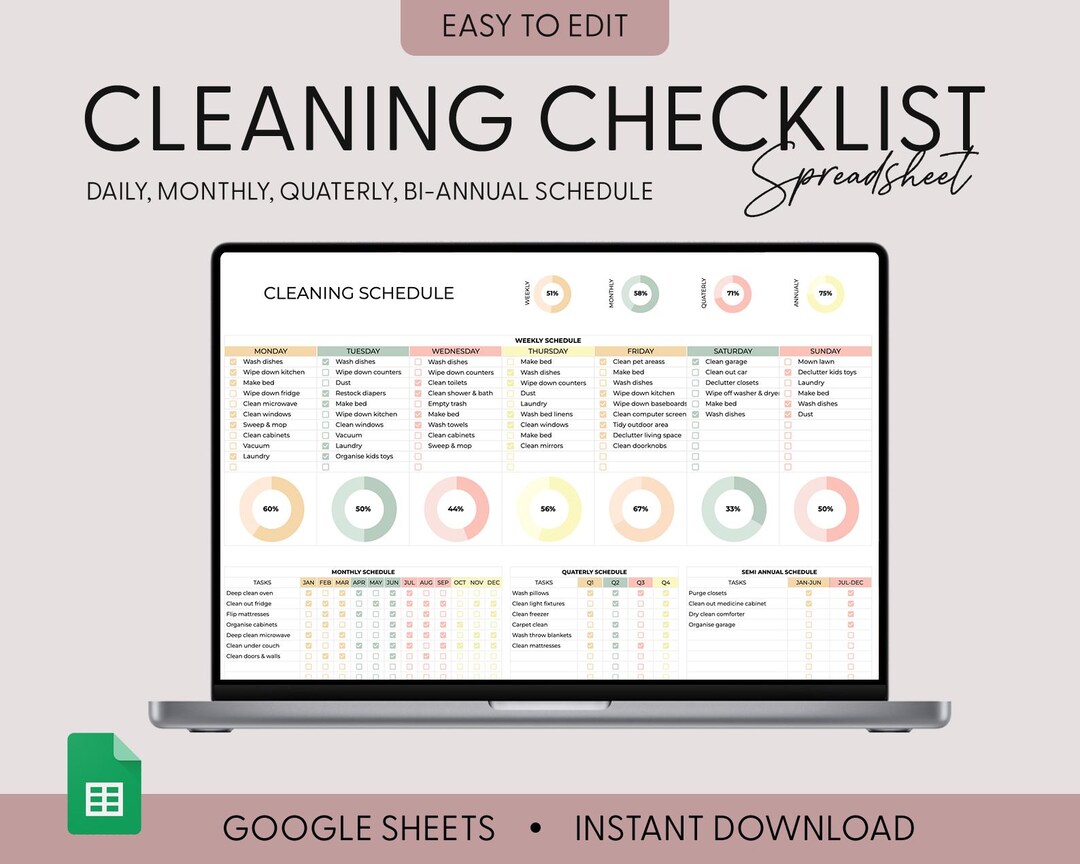 Editable Cleaning Schedule Planner Word Google Sheets Docs Printable ...