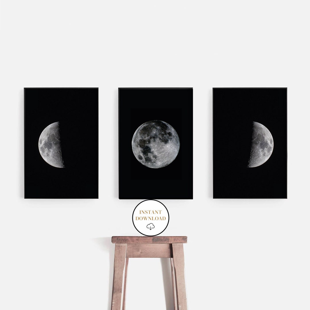 Moon Wall Decor, Eclipse Moon Printable, Minimalist Moon Phases, Moon Phases Wall Art, Bedroom