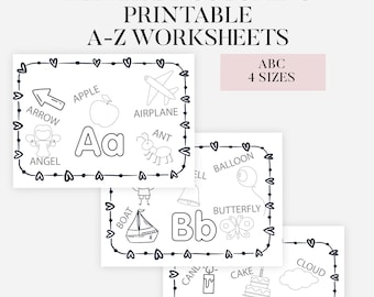 Babys erstes ABC-Buch, Babyparty-Aktivität, druckbare Alphabet Malbuchseiten, erster Geburtstagsgeschenk, Gästebuch, Safari Tiere Baby