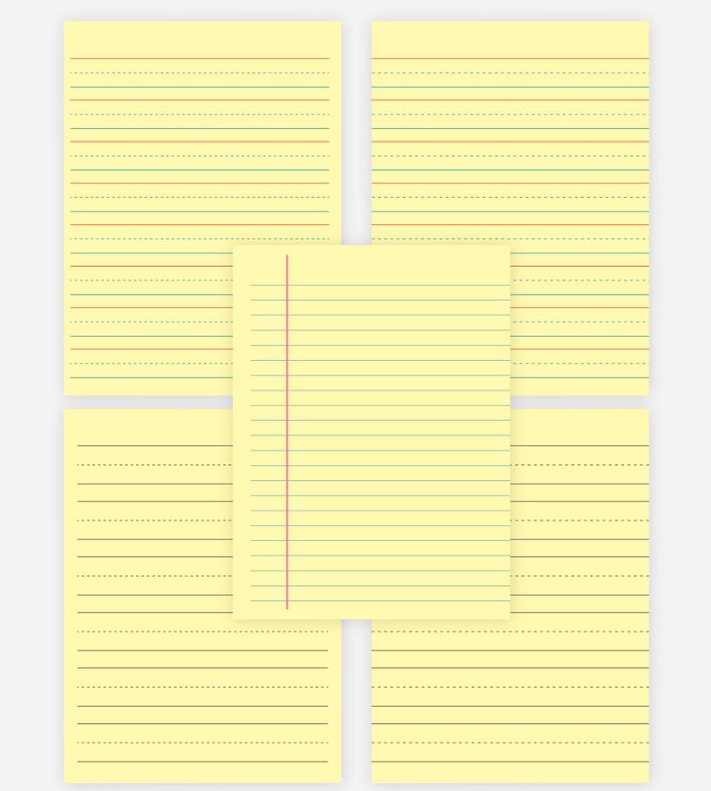 Designed Yellow Ruled Paper Printable Lined Paper, 14 Pages Grid Paper, Yellow Dotted Paper, Wide ...
