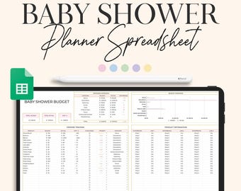 BLACK FRIDAY Digital Baby Shower Planner, Baby Shower Template Google Sheets Planner Baby Shower List Baby Shower To Do Editable Baby Shower