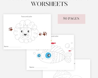 Preschool Line Tracing Worksheets Bundle, Line Trace Page Printable, Homeschool worksheet, Kindergarten Curriculum Learning, Pre Handwriting