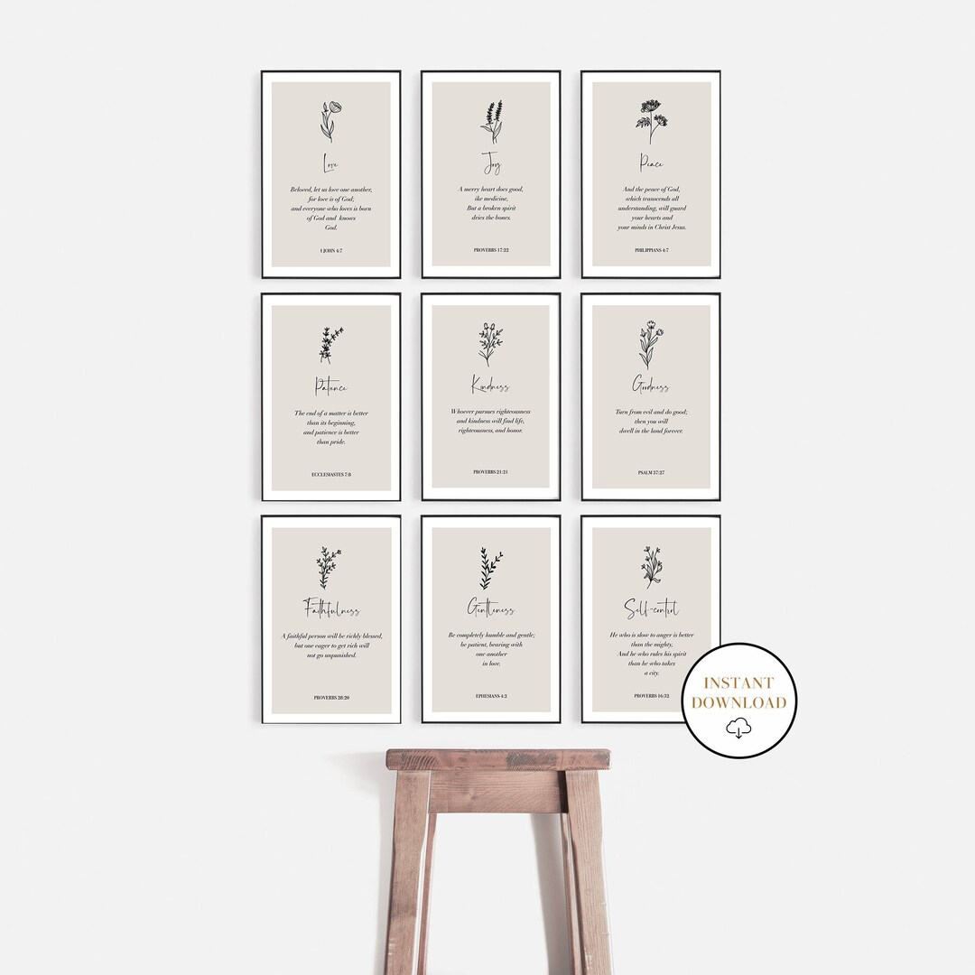 Fruit of the Spirit Wall Art Set of 9 Printable Wall Art - Etsy