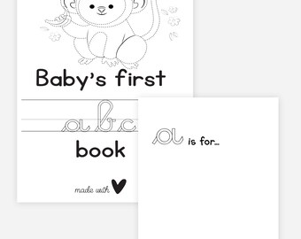 26 PAGES ABC Baby shower coloring book, Baby's First ABC Book, Blank Alphabet book, Baby shower game or activity, Coloring Pages Printable