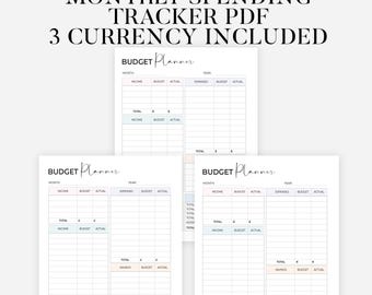 Monthly Budget Printable, Bullet Journal Idea, Budget Tracker, Budget Worksheet, Spending tracker, Bullet Journal Pages, Budget Journal Page
