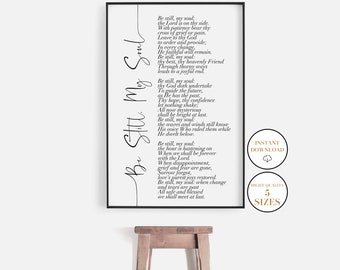 Be Still My Soul, Christian Print, Christian Hymn, Poem, Song, Catholic Wall Art, Prayer, Bible Verse,Inspirational Quote,Printable,Download