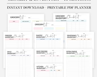 Grocery List Printable Template, Printable Grocery List, Grocery Planner, Food Shopping List, A4/A5/Letter/Half Size, Instant Download PDF