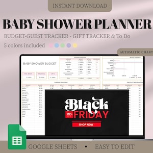 Digital Baby Shower Planner, Baby Shower Template, Google Sheets Planner, Baby Shower List, Baby Shower To Do, Editable Baby Shower Planning image 20
