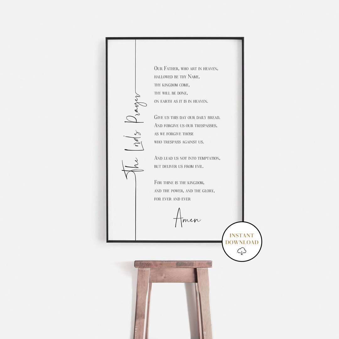 The Lords Prayer Print, Our Father Prayer Printable, Bible Verse Sign, Christian Home Scripture ...