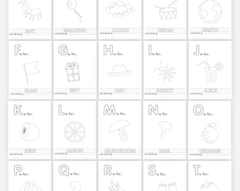 ABC Baby Shower Malbuch, digitaler Download, Lerntier Alphabet Malseiten, Babyparty Aktivität, Geschenkidee, druckbar