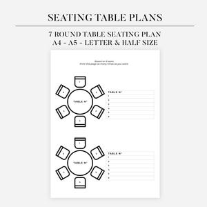 Printable Wedding Table Seating Chart Template, Round Table Seating Planner, Event Table Seating Arrangement, Head Table Plans, Seat Map
