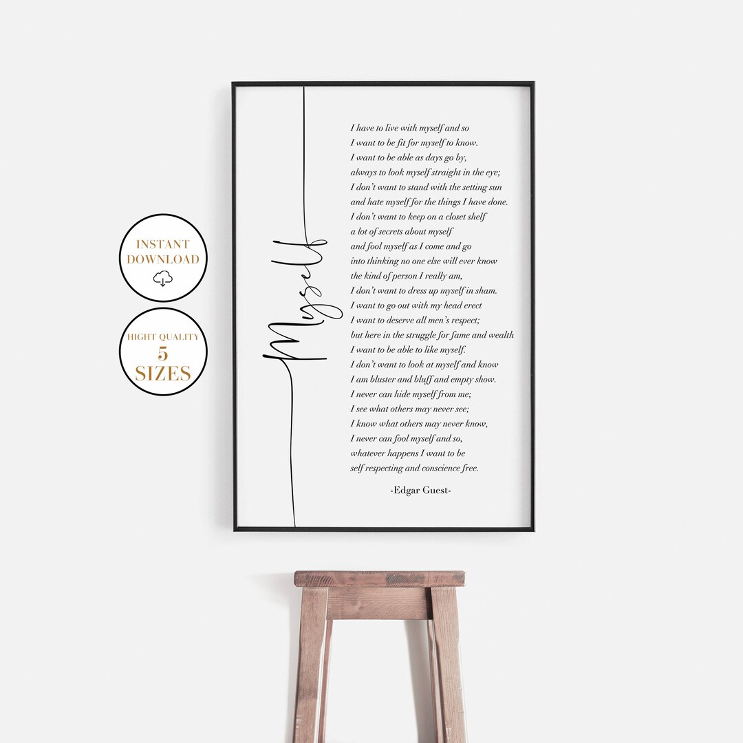 Myself, Edgar Guest, Poem Prints, Inspirational Quotes, Printable Wall ...