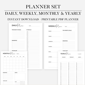 Daily Weekly Monthly Planner Printable Full Printable Planner Undated ...