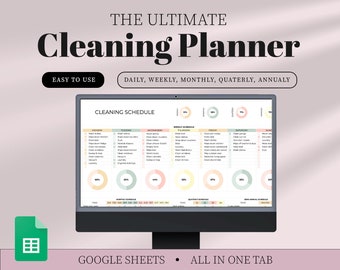 Cleaning Checklist Spreadsheet Template for Google Sheets Cleaning Schedule Weekly Yearly Cleaning Planner House Chore List Chart Editable