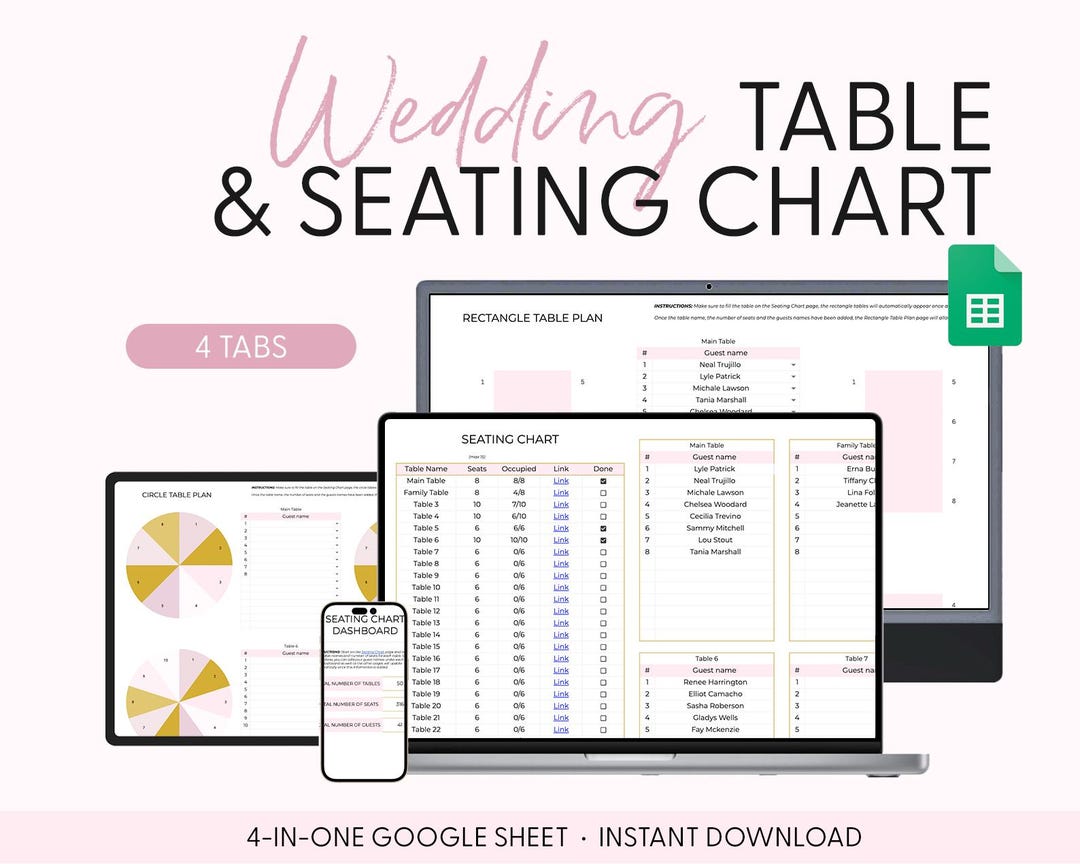 Wedding Seating Chart, Wedding Table and Seating Chart for Google ...