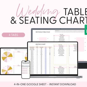 Wedding Seating Chart, Wedding Table And Seating Chart for Google Sheets, Printable Event Seating Chart, Wedding Table Assignment Diagram