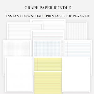 Dot Grid Paper Bundle Printable, Dot Grid Paper, Lined Paper, Graph Paper, Notebook paper, Dotted Paper, A5, A4, US Letter, PDF Planner page