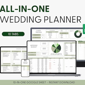 All in One Wedding Planner Spreadsheet, Google Sheets Wedding Planner, Digital Wedding Planning, Wedding Budget Worksheet, Wedding Checklist
